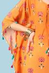 Sajeda A Lehry_Orange Crepe Sequins, Mirrors Keyhole Crystal Printed Kaftan With Dhoti Pant _Online_at_Aza_Fashions