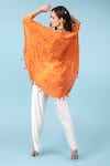 Shop_Sajeda A Lehry_Orange Crepe Sequins, Mirrors Keyhole Crystal Printed Kaftan With Dhoti Pant _at_Aza_Fashions