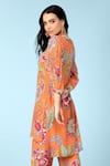 Shop_Sajeda A Lehry_Orange Crepe Printed And Hand Embroidered Floral Gabby Kurta & Pant Set _at_Aza_Fashions