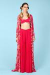 Buy_Sajeda A Lehry_Pink Georgette Embroidery, Sequins, Beads Julia Floral Print Jacket Sharara Set _at_Aza_Fashions