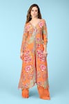 Buy_Sajeda A Lehry_Orange Crepe Printed And Hand Embroidered Floral Mandala Samara Kurta & Pant Set _at_Aza_Fashions