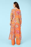 Shop_Sajeda A Lehry_Orange Crepe Printed And Hand Embroidered Floral Mandala Samara Kurta & Pant Set _at_Aza_Fashions