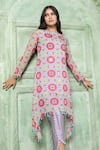 Buy_Sajeda A Lehry_Purple Georgette Sequins, Beads, Tara Mandala Print Kurta And Dhoti Pant Set _at_Aza_Fashions