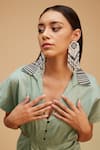 Shop_Bohobi_Green Cotton, Linen Beads Shawl Neck Boho Chic Jumpsuit _Online_at_Aza_Fashions