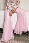 Buy_Nea by Nikita Tiwari_Pink Viscose Georgette Hand Embroidery Guldasta Peplum Top With Pant  _Online_at_Aza_Fashions