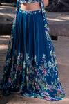 Nea by Nikita Tiwari_Blue Viscose Georgette Hand Embroidery Parrot Guldasta Lehenga Set _Online_at_Aza_Fashions