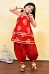 Buy_Banana Bee_Red Kurta Georgette With Attached Cotton Lining Print Shibori Dhoti Salwar_at_Aza_Fashions
