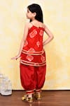 Shop_Banana Bee_Red Kurta Georgette With Attached Cotton Lining Print Shibori Dhoti Salwar_at_Aza_Fashions