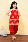Shop_Banana Bee_Red Kurta Georgette With Attached Cotton Lining Print Shibori Dhoti Salwar_Online_at_Aza_Fashions