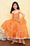 Buy_Samyukta Singhania_Yellow Cotton, Kota Doria Patti, Bandhani Print Layered Lehenga Set _at_Aza_Fashions
