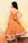 Shop_Samyukta Singhania_Yellow Cotton, Kota Doria Patti, Bandhani Print Layered Lehenga Set _at_Aza_Fashions