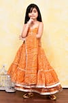 Samyukta Singhania_Yellow Cotton, Kota Doria Patti, Bandhani Print Layered Lehenga Set _Online_at_Aza_Fashions