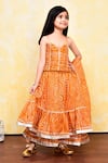 Buy_Samyukta Singhania_Yellow Cotton, Kota Doria Patti, Bandhani Print Layered Lehenga Set _Online_at_Aza_Fashions