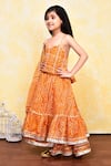 Samyukta Singhania_Yellow Cotton, Kota Doria Patti, Bandhani Print Layered Lehenga Set _at_Aza_Fashions