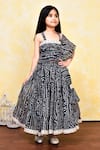 Buy_Petite Pomme_Black Cotton, Kota Doria Embroidery, Lace Bandhani Print Lehenga Set _Online_at_Aza_Fashions