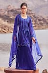 Buy_Nidhika Shekhar_Blue Kurta And Sharara Georgette Embroidered Sequins Jilmil Sitaare Jalsaa Set _Online_at_Aza_Fashions