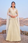 Buy_Nidhika Shekhar_Gold Anarkali Shimmer And Organza Jalsaa-e-umang With Dupatta _at_Aza_Fashions