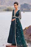 Buy_Nidhika Shekhar_Green Anarkali Silk And Crepe Embroidered Jalsaa E Ulfat With Dupatta _at_Aza_Fashions
