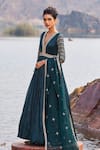 Buy_Nidhika Shekhar_Green Anarkali Silk And Crepe Embroidered Jalsaa E Ulfat With Dupatta _Online_at_Aza_Fashions