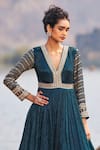 Shop_Nidhika Shekhar_Green Anarkali Silk And Crepe Embroidered Jalsaa E Ulfat With Dupatta _Online_at_Aza_Fashions