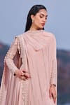 Shop_Nidhika Shekhar_Pink Crepe Embroidered Sequins Crew Neck Jalsaa E Bahaar Draped Anarkali _Online_at_Aza_Fashions