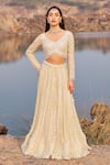 Buy_Nidhika Shekhar_Gold Lehenga And Blouse Georgette Bahaar E Jalsaa Sunehri Bridal Set _Online_at_Aza_Fashions