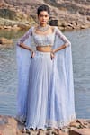 Buy_Nidhika Shekhar_Blue Lehenga And Blouse Georgette Suvarn Bela Maharani & Set _at_Aza_Fashions