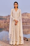 Buy_Nidhika Shekhar_Ivory Kurta And Dupatta Net & Organza Utsav Chamakate Jalsaa Lehenga Set _Online_at_Aza_Fashions