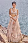 Buy_Nidhika Shekhar_Pink Lehenga And Blouse Organza & Silk Embroidered Sequins Bahaar E Jashan Set _at_Aza_Fashions