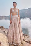 Shop_Nidhika Shekhar_Pink Lehenga And Blouse Organza & Silk Embroidered Sequins Bahaar E Jashan Set _Online_at_Aza_Fashions