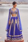 Buy_Nidhika Shekhar_Blue Lehenga And Blouse Organza & Satin Embroidered Sequins Jashan-e-utsav Set _at_Aza_Fashions