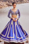 Nidhika Shekhar_Blue Lehenga And Blouse Organza & Satin Embroidered Sequins Jashan-e-utsav Set _at_Aza_Fashions