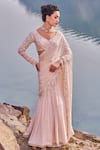 Buy_Nidhika Shekhar_Pink Saree Crepe Embroidered Sequins V Jalsaa-e-khaas Pre-draped With Blouse _at_Aza_Fashions