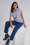 Buy_Terra Luna_Blue 100% Organic Handloom Cotton Solid Party Straight Pant _at_Aza_Fashions