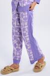 Buy_Terra Luna_Purple 100% Organic Handloom Cotton Printed Crescent Bloom Straight Pant _Online_at_Aza_Fashions
