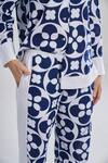 Terra Luna_Blue 100% Organic Handloom Cotton Printed Crescent Bloom Pant _Online_at_Aza_Fashions