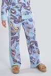 Shop_Terra Luna_Blue 100% Organic Handloom Cotton Printed Paisley Selene Pant _at_Aza_Fashions