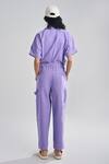 Shop_Terra Luna_Purple Cotton Collared Aurora Jumpsuit _at_Aza_Fashions