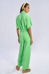 Shop_Terra Luna_Green Cotton Collared Aurora Pocketed Jumpsuit _at_Aza_Fashions