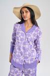 Buy_Terra Luna_Purple Cotton Collared Crescent Bloom Aurora Print Shirt _at_Aza_Fashions