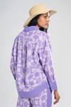 Shop_Terra Luna_Purple Cotton Collared Crescent Bloom Aurora Print Shirt _at_Aza_Fashions