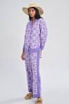 Terra Luna_Purple Cotton Collared Crescent Bloom Aurora Print Shirt _Online_at_Aza_Fashions