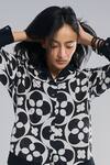 Terra Luna_Black Cotton Collared Crescent Bloom Aurora Pattern Shirt _Online_at_Aza_Fashions