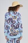 Shop_Terra Luna_Blue Cotton Collared Selene Paisley Print Shirt _at_Aza_Fashions