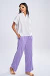 Buy_Terra Luna_Purple 100% Organic Handloom Cotton Plain Aurora Trouser _at_Aza_Fashions