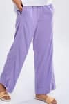 Buy_Terra Luna_Purple 100% Organic Handloom Cotton Plain Aurora Trouser _Online_at_Aza_Fashions