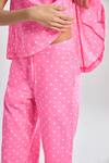 Terra Luna_Pink 100% Organic Handloom Cotton Printed Lunar Polka Dot Flared Pant _Online_at_Aza_Fashions