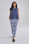 Buy_Terra Luna_Blue 100% Organic Handloom Cotton Print Floral Trouser _at_Aza_Fashions