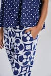 Terra Luna_Blue 100% Organic Handloom Cotton Print Floral Trouser _Online_at_Aza_Fashions