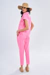 Shop_Terra Luna_Pink 100% Organic Handloom Cotton Print Polka Lunar Aurora Trouser _at_Aza_Fashions